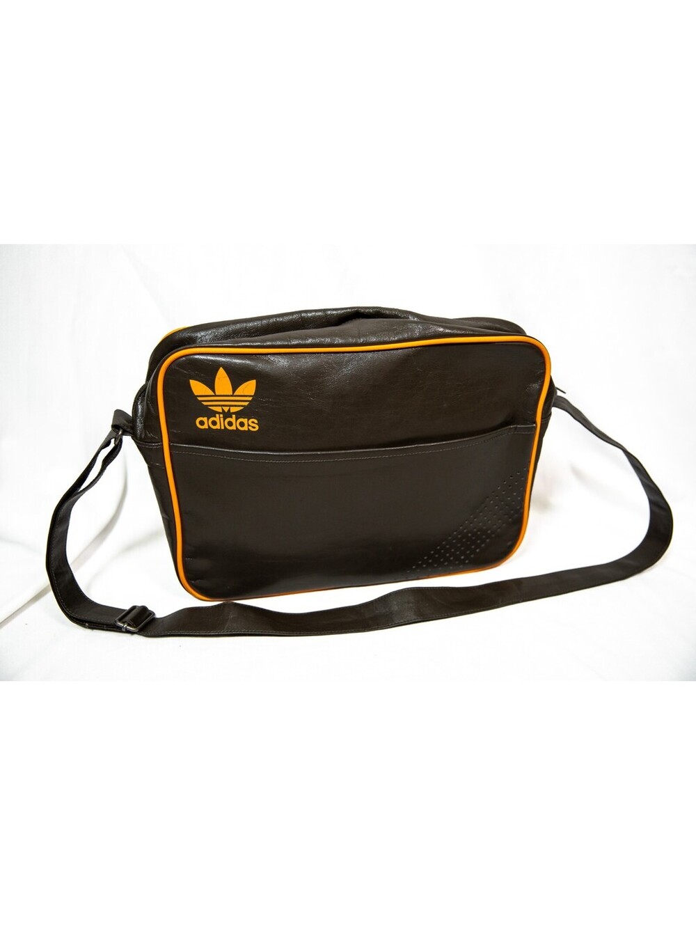 Vintage 80s / 90s Adidas Airliner & Messenger Bag Cotton - Brown / Orange